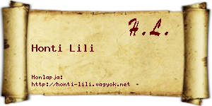 Honti Lili névjegykártya